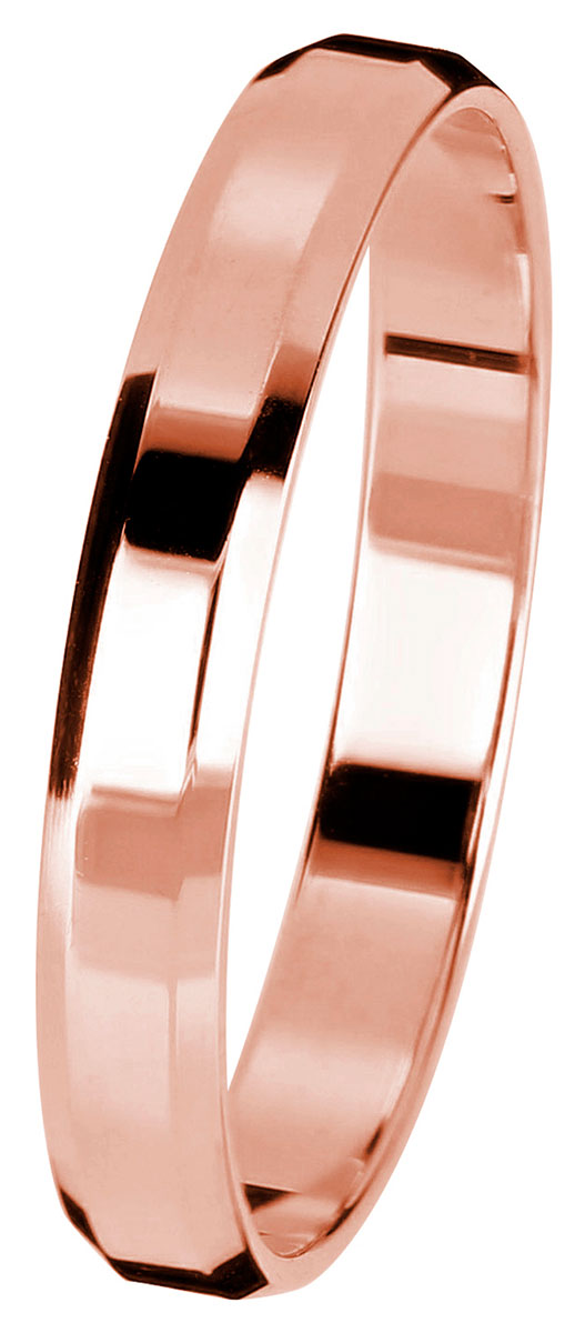 Kohinoor punakultainen viisteflakka kihlasormus 3 mm 003-613P