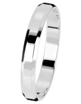 Kohinoor valkokultainen viisteflakka kihlasormus 3 mm 003-613V