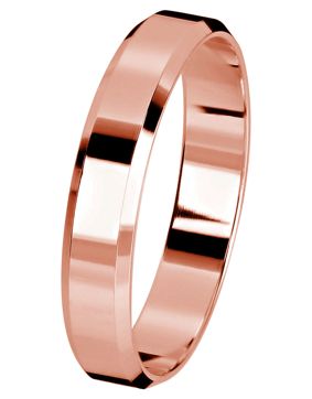 Kohinoor punakultainen viisteflakka kihlasormus 4 mm 003-614P