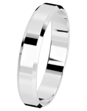 Kohinoor valkokultainen viisteflakka kihlasormus 4 mm 003-614V
