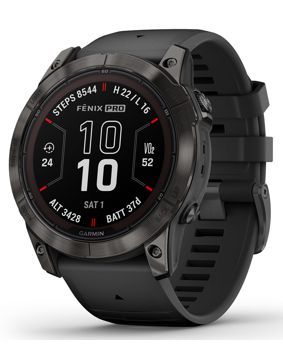 Garmin Fenix 7X Pro Sapphire Solar Edition hiilenharmaa DLC-pinnoitettu titaani ja musta silikoniranneke 010-02778-11
