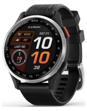 Garmin Approach S44 Silver Aluminum Bezel with Black Silicone Band 010-03009-00
