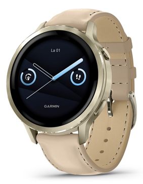 Garmin Venu 4 41mm Lunar Gold with Bone Silicone Band and Light Sand Leather Band 010-03013-03