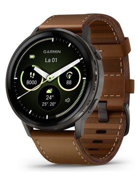 Garmin Venu 4 45mm Slate with Black Silicone Band and Brown Leather Band 010-03014-03