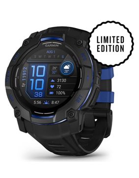 Garmin Instinct 3 50mm AMOLED Black with Bolt Blue Accents Limited Edition 010-03020-03