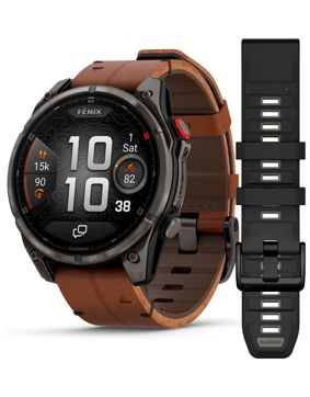 Garmin Fenix 8 Pro 47mm Amoled LTE Sapphire Carbon Gray Titanium with Chestnut Leather band 010-03198-40