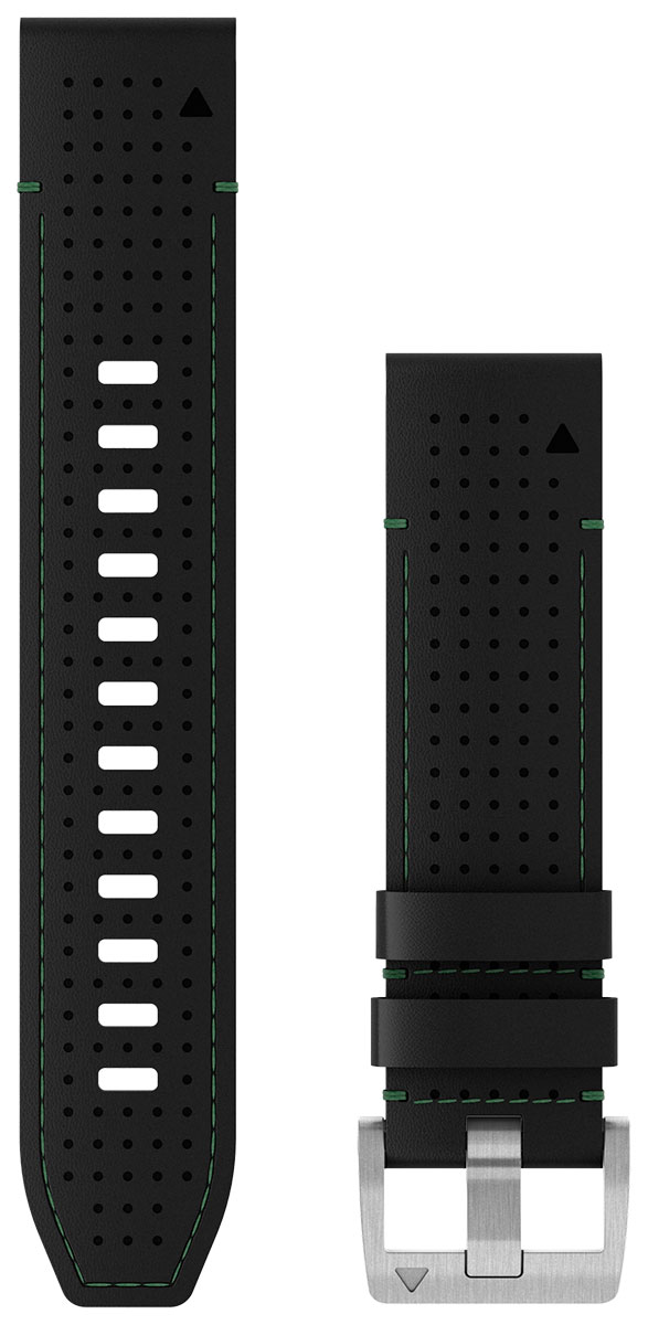 Garmin Quickfit 22 mm Premium Nahka-/FKM-hybridihihna musta-vihreä 010-13225-09