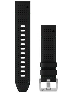 Garmin Quickfit 22 mm Premium Nahka-/FKM-hybridihihna musta-vihreä 010-13225-09