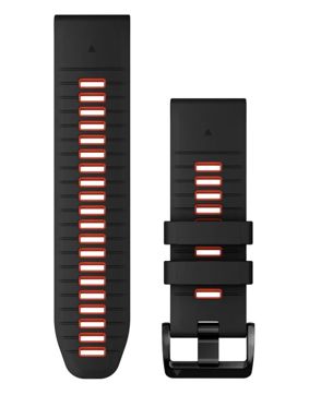 Garmin QuickFit 26 mm musta/tulenpunainen silikoniranneke 010-13281-06