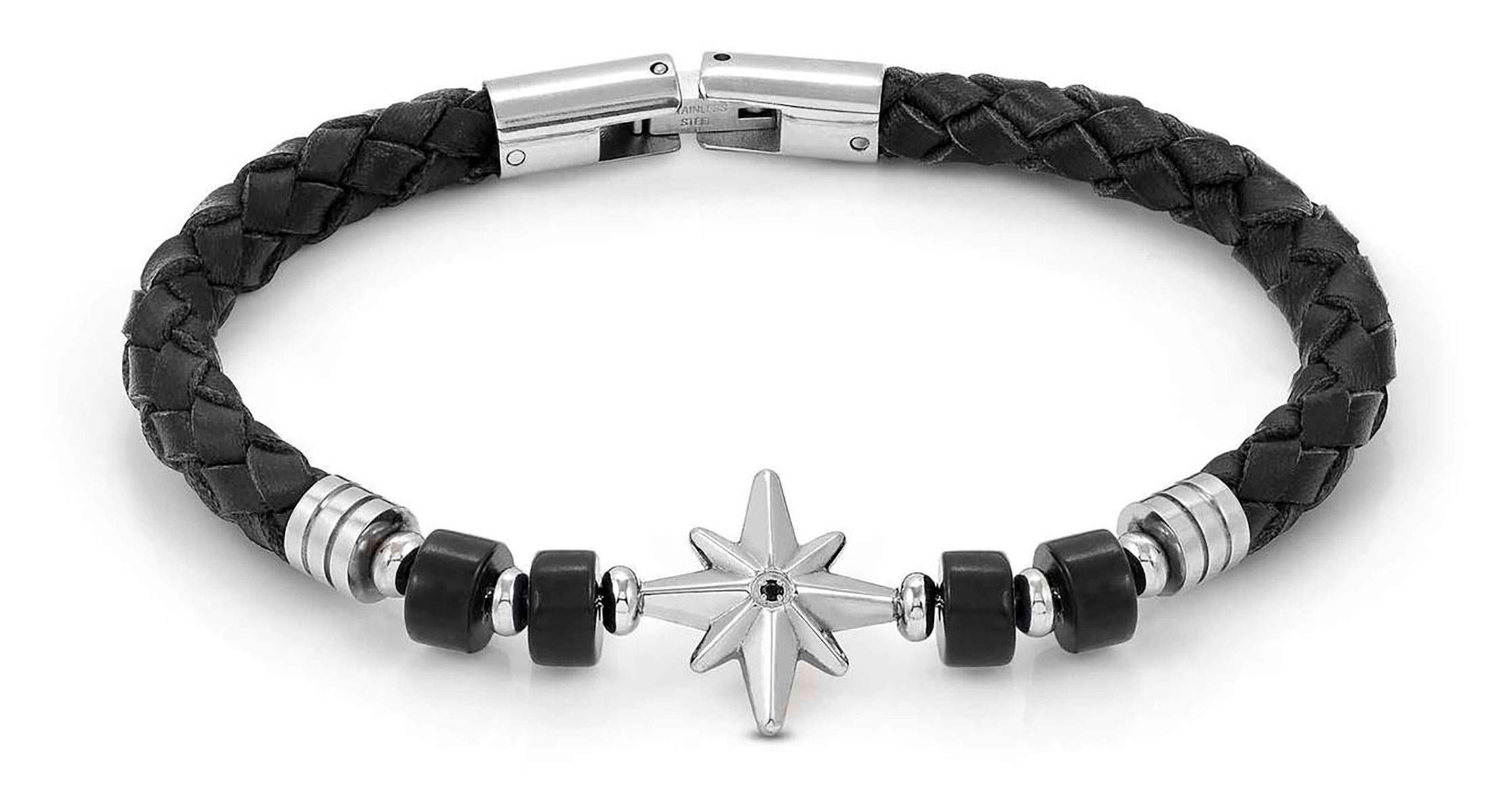 Nomination Atlante rannekoru kompassi tähti musta akaatti 027507/060