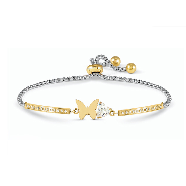 Nomination Milleluci teräs rannekoru perhonen kulta 028021/010