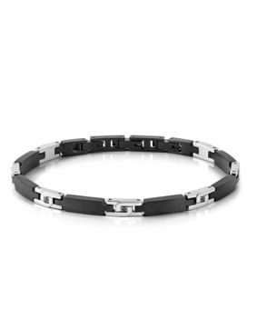 Nomination Strong teräsrannekoru Satin black 7 timantilla Black 028323/007