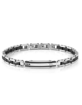 Nomination Strong teräsrannekoru, keraaminen pinta ja 4 mustaa timanttia 028325/009