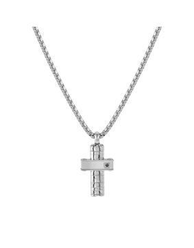 Nomination Strong ristikaulakoru timantilla teräs Black fin. Steel 028328/036