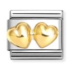 Nomination Classic gold double rounded hearts 030116/23