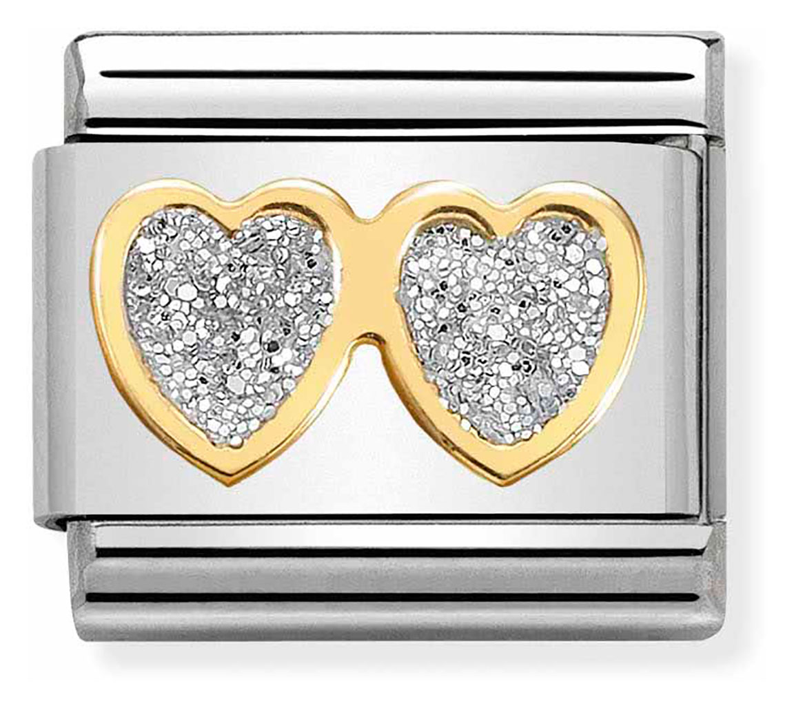 Nomination Composable Classic Link Double Heart with Glitter 030220 01