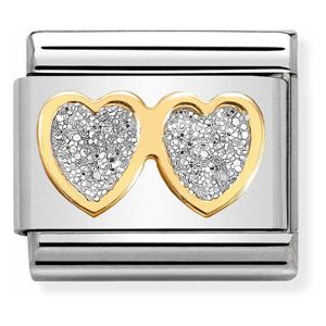 Nomination Composable Classic Link Double Heart with Glitter 030220 01 main product photo
