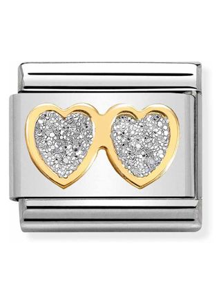 Nomination Composable Classic Link Double Heart with Glitter 030220 01