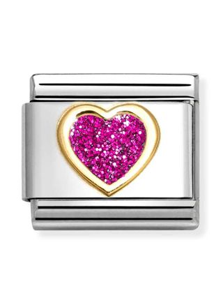 Nomination Classic gold fuchsia heart 030220/09