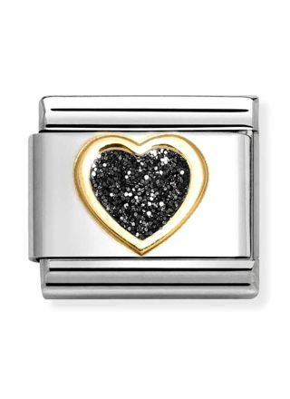 Nomination Classic gold black heart 030220/10