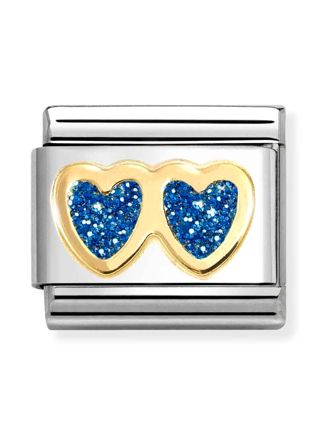 Nomination Classic gold double blue heart 030220/11