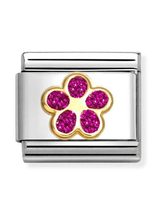 Nomination Classic gold fuchsia flower 030220/17