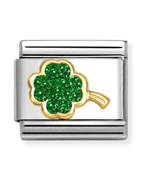 Nomination Classic gold green four-cleaf clover 030220/18