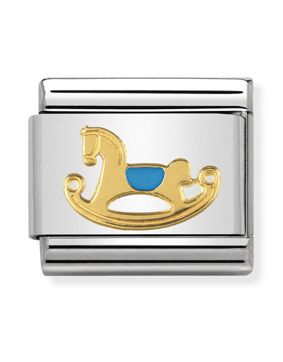 Nomination Gold Light Blue Rocking Horse 030242-44