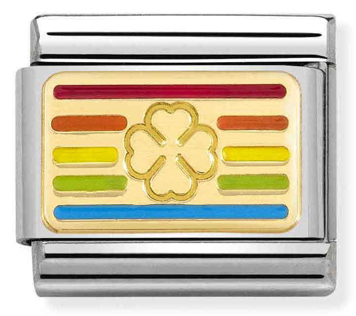 Nomination Classic Rainbow four-leaf clover flag 030263-25