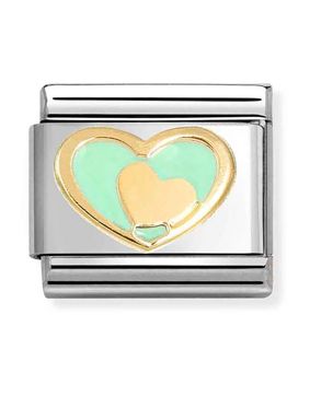 Nomination Composable Classic love heart in heart pastel green 030283/29