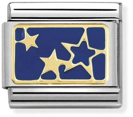 Nomination Classic gold Cosmo Stars Blue plate 030284-44