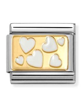Nomination Composable Classic Plates classic gold White scattered hearts 030284/70