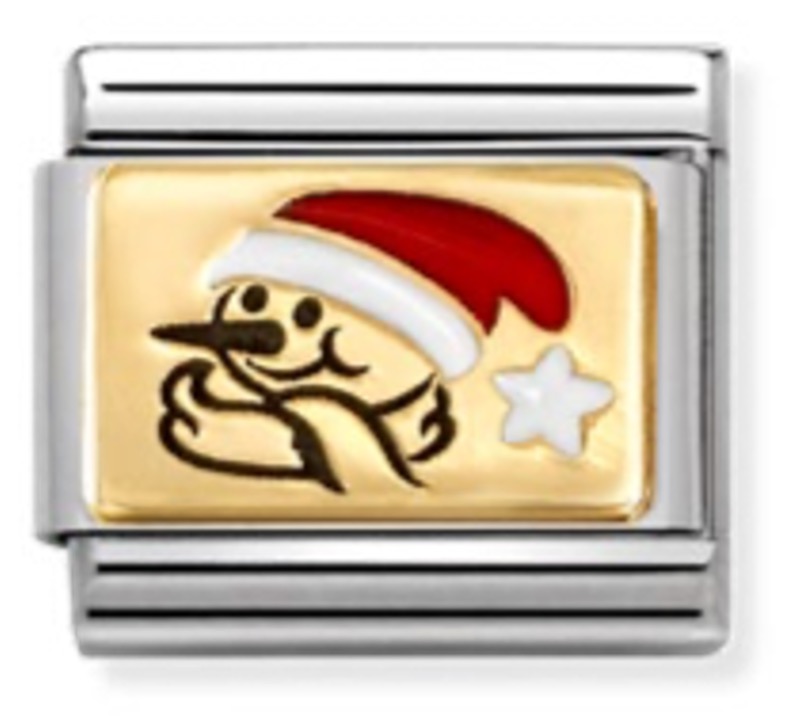 Nomination Composable Classic Plates classic gold Snowman Red hat 030289/12