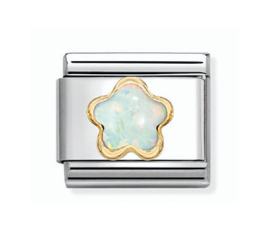 Nomination Composable Classic valkoinen opaali kukka pala kulta 030522/07