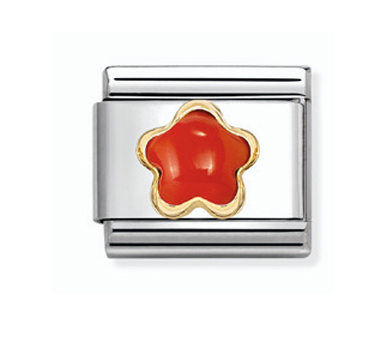 Nomination Composable Classic punainen koraali kukka pala kulta 030522/11