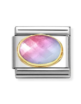 Nomination Composable Classic gold faceted stones LIGHT BLUE ROSE 030612/035