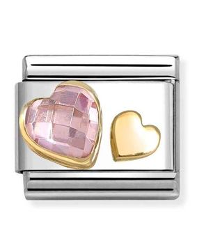 Nomination Composable Classic c.z Faceted with Symbols Classic gold Pink heart 030613/06