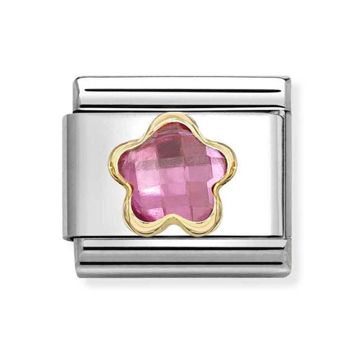 Nomination Composable Classic pinkki zirkoniakukka pala kulta 030615/043