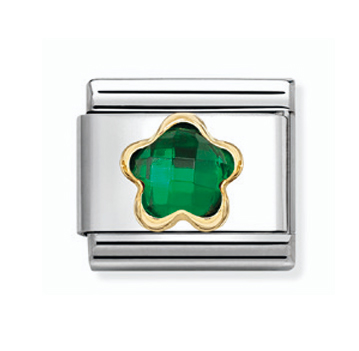 Nomination Composable Classic vihreä zirkoniakukka pala kulta 030615/004