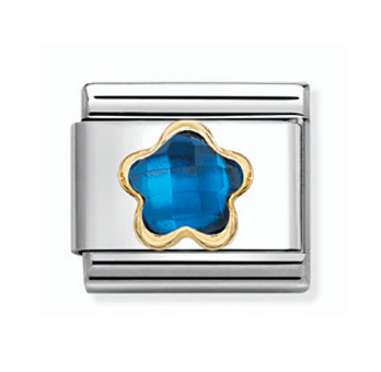 Nomination Composable Classic sininen zirkoniakukka pala kulta 030615/007