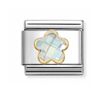 Nomination Composable Classic valkoinen zirkoniakukka pala kulta 030615/010