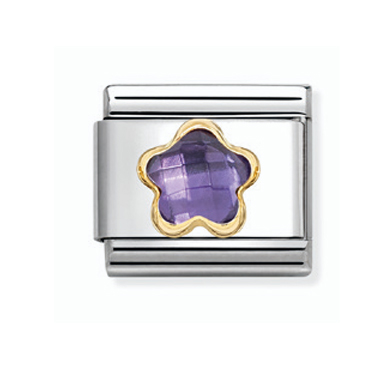 Nomination Composable Classic lila zirkoniakukka pala kulta 030615/001