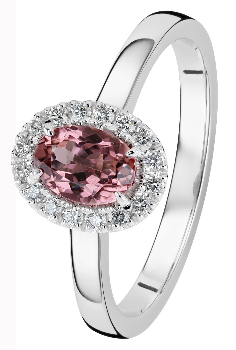 Kohinoor Olivia timanttisormus pinkillä turmaliinilla valkokulta 033-411VTU-16
