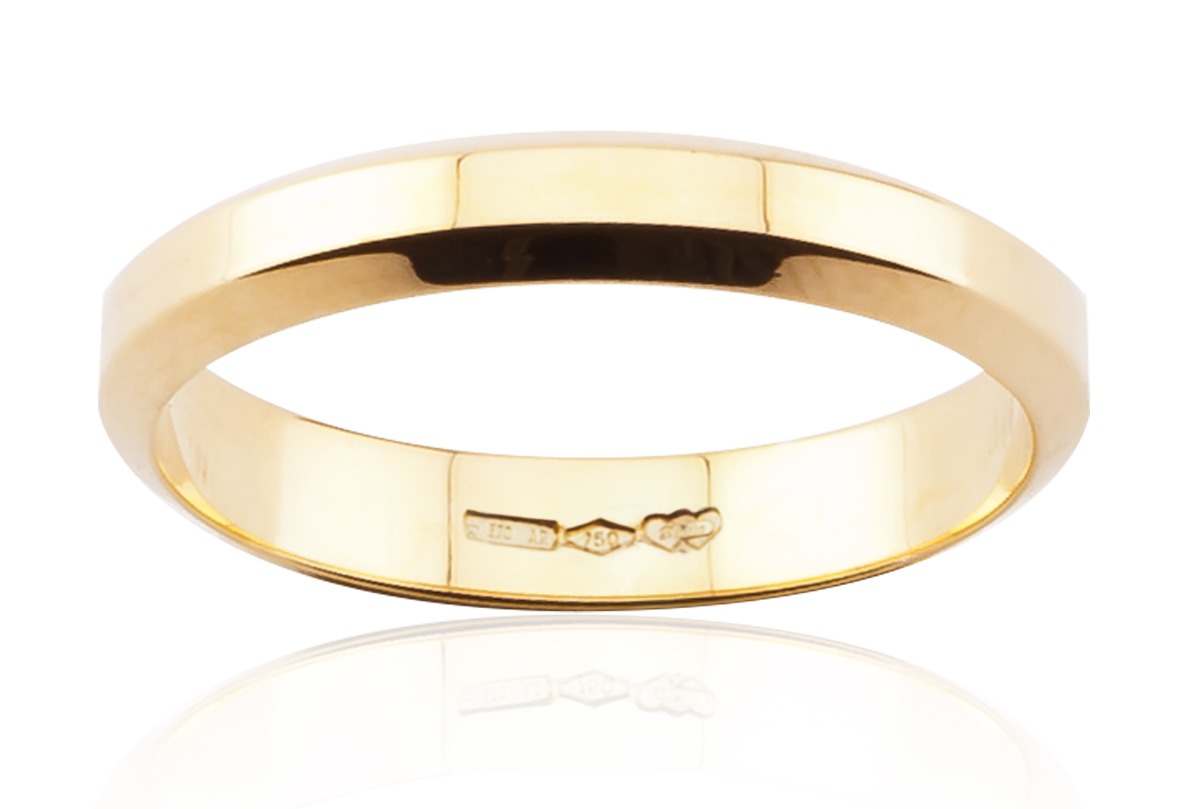 Lykka Exclusive viisteflakka sileä keltakultasormus 3,8 mm