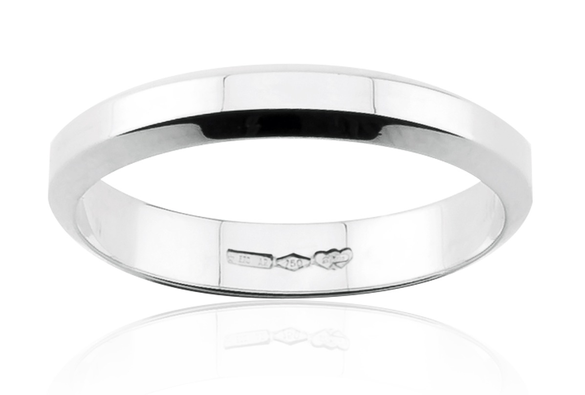 Lykka Exclusive viisteflakka sileä valkokultasormus 3,8 mm