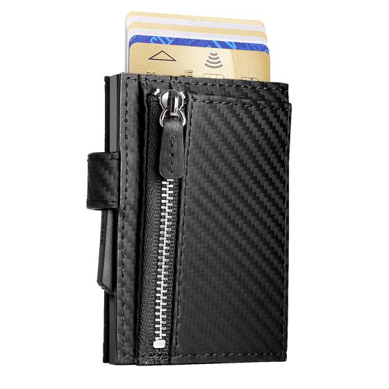 ÖGON Cascade wallet Zipper Snap Black Carbon korttikotelo