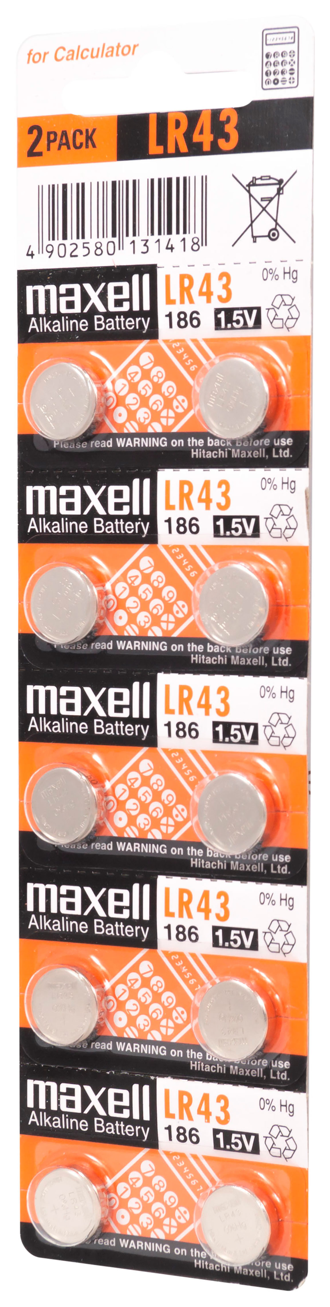 Maxell alkalinappiparisto LR43 10PK MF (5X2) 1.5V