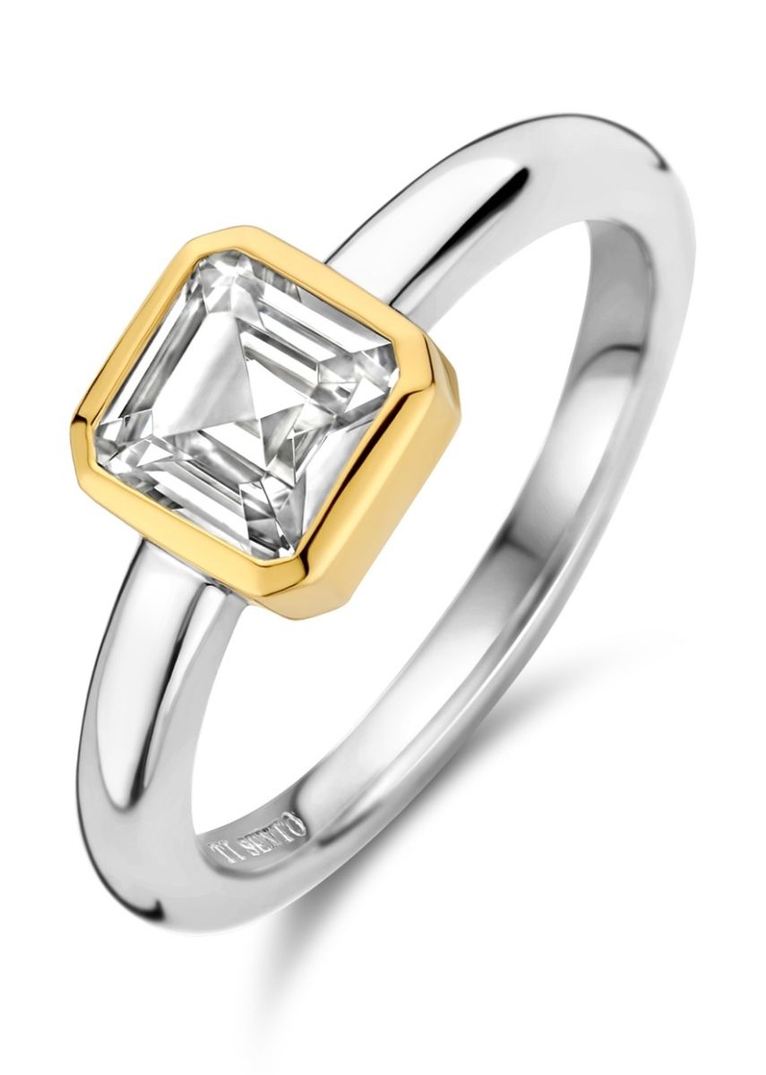 TI SENTO nelikulmainen yksikivinen hopeasormus 12328ZY