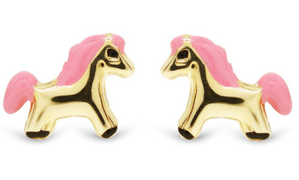 Kultakorvakorut hevonen vaaleanpunainen emali 126881pink