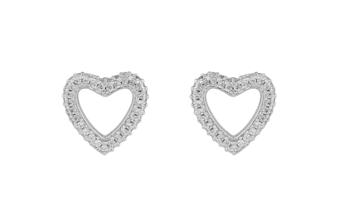 SNÖ Of Sweden Brooklyn hopeanväriset sydänkorvakorut 1295-6200 012-ONE